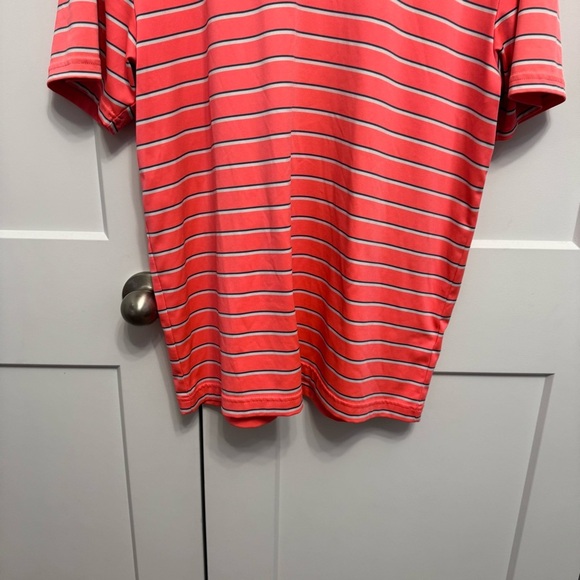 Under Armour Men's Golf Polo Shirt LG Loose Fit Coral Striped 1342082 Heatgear - Picture 3 of 8